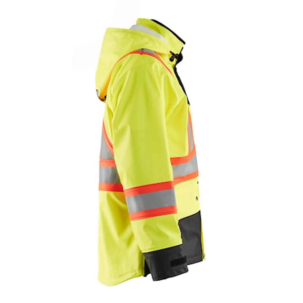 IMPERMEABLE AVEC CAPUCHE JAUNE HAUTE VISIBILITÉ - LARGE