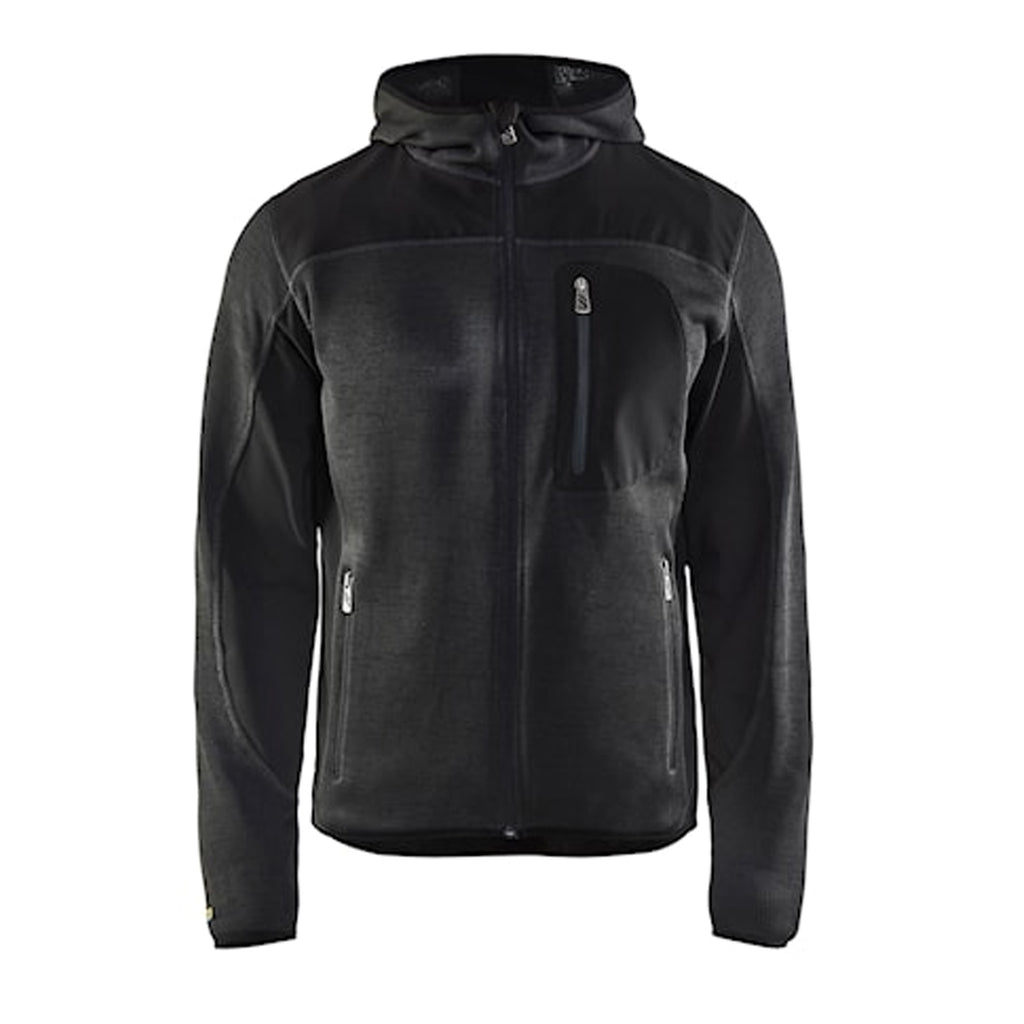 VESTE EN TRICOT AVEC CAPUCHE GRIS FONCÉ /NOIR - LARGE