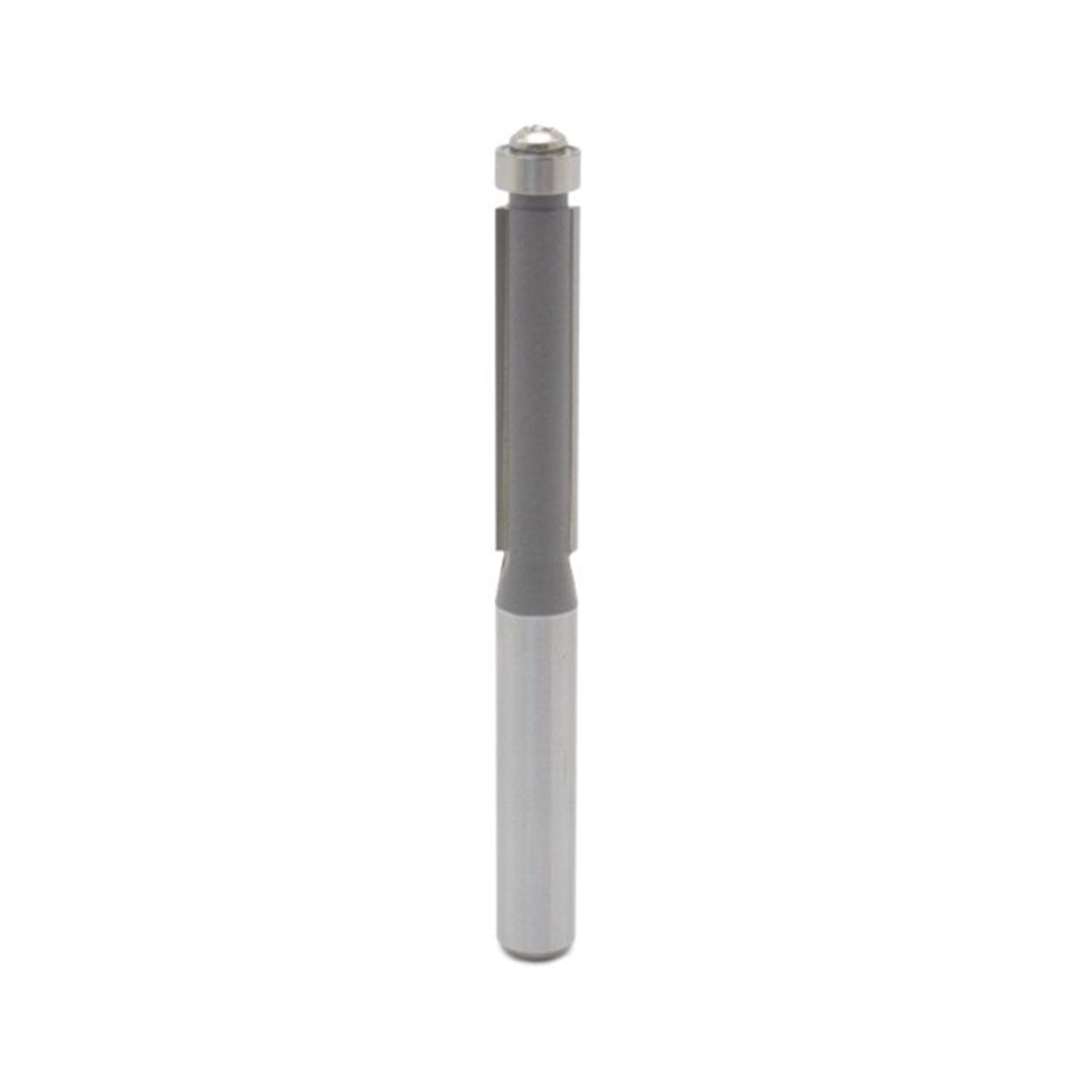 Mèche toupie 3/4'' de diamètre, pointe en carbure, embout affleurant avec roulement à billes, 2 cannelures, tige 1/2'', longueur 3''