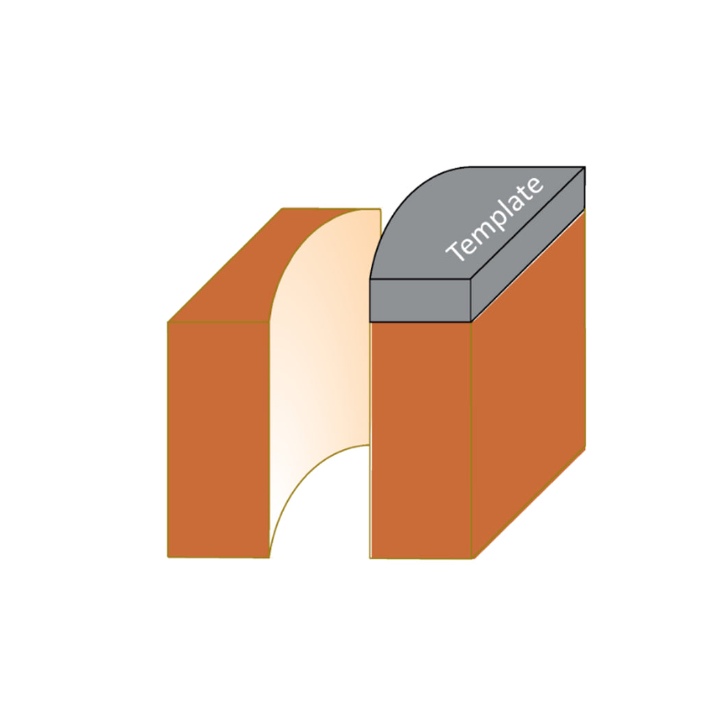 Mèche toupie 3/4'' de diamètre, embout droit à cisaillement vers le bas avec roulement à billes, 2 cannelures, longueur de coupe de 1-1/2'', tige de 1/2'', longueur de 3-1/2''