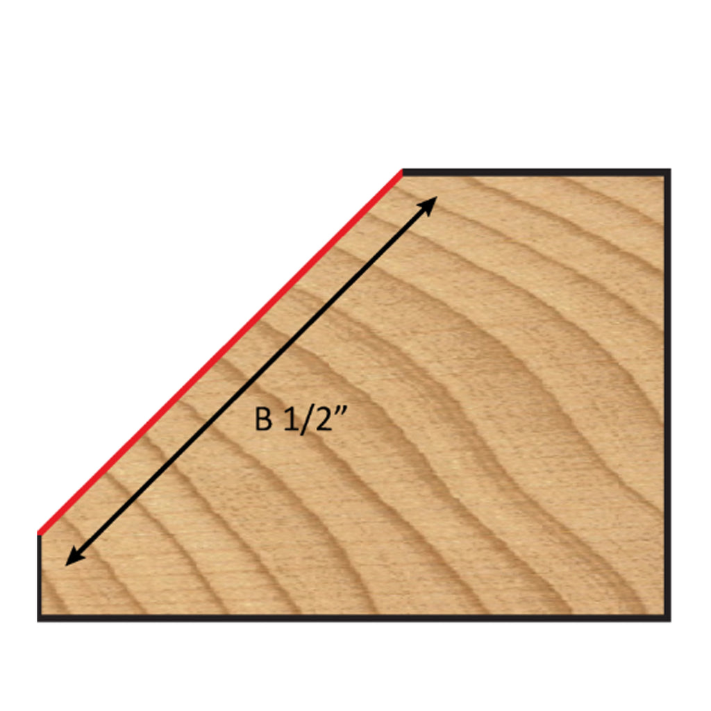 Mèche toupie 1-1/4'' de diamètre, pointe en carbure, embouts chanfreinés avec roulement à billes, 2 cannelures, tige 1/4'', longueur 2''