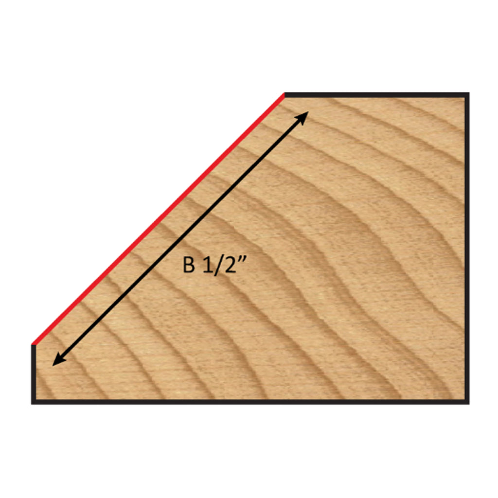 Mèche toupie 1-1/4'' de diamètre, pointe en carbure, embouts chanfreinés avec roulement à billes, 2 cannelures, tige 1/2'', longueur 2 3/8''