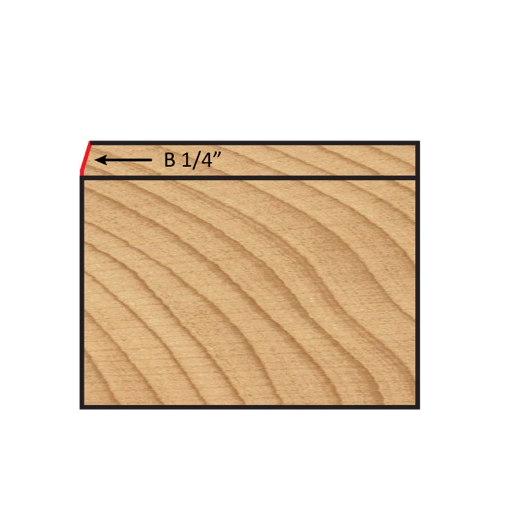 Mèche toupie 5/8'' de diamètre, pointe en carbure, embouts biseautés avec roulement à billes, 2 cannelures, tige 1/4'', longueur 2 1/8''