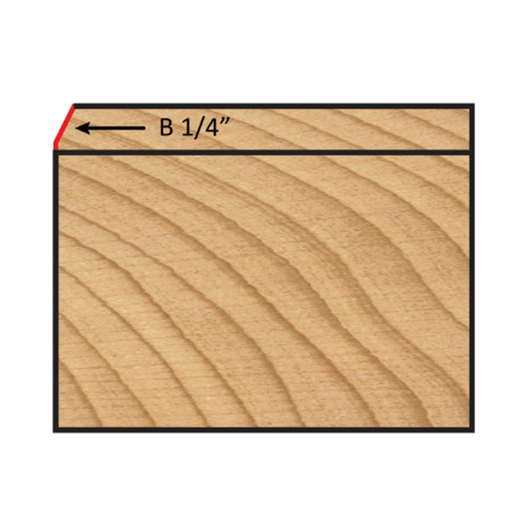Mèche toupie 3/4'' de diamètre, pointe en carbure, embouts biseautés avec roulement à billes, 2 cannelures, tige 1/4'', longueur 2 1/8''