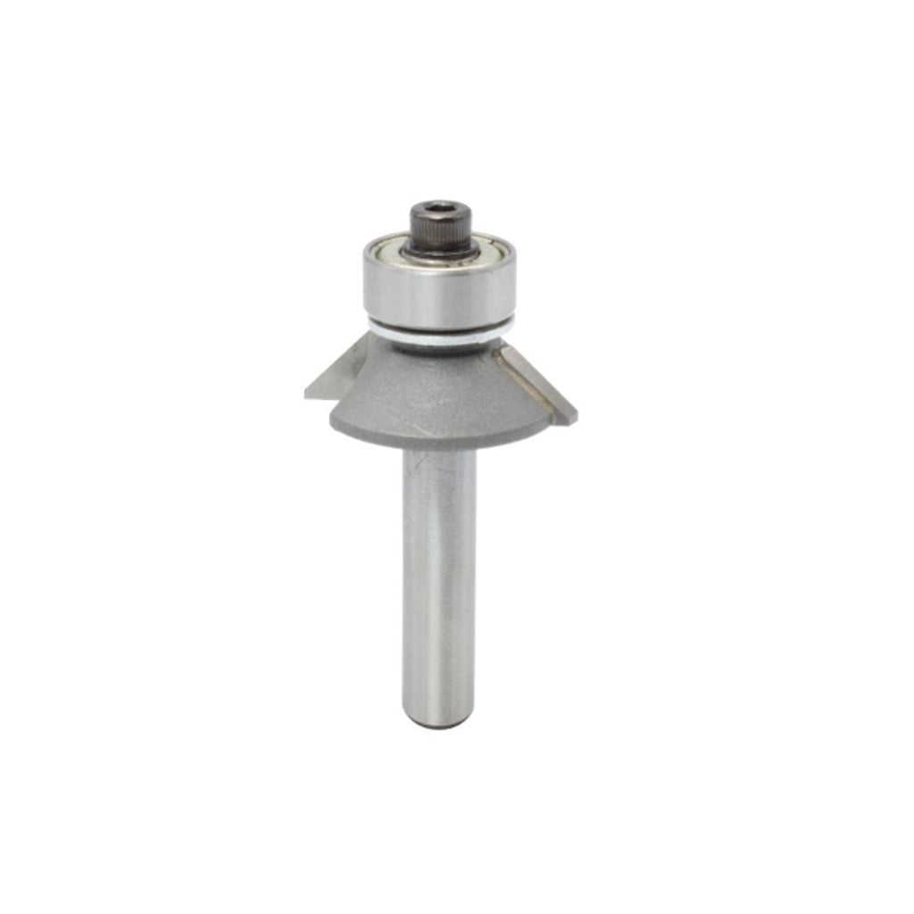 Mèche toupie 1'' de diamètre, pointe en carbure, embouts biseautés avec roulement à billes, 2 cannelures, tige 1/4'', longueur 2 1/8''