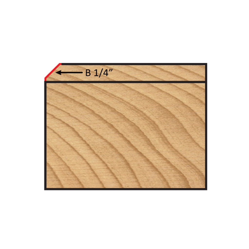 Mèche trim 5/8'' de diamètre, pointe en carbure, embouts biseautés avec roulement à billes, 2 cannelures, tige 1/4'', longueur 2''