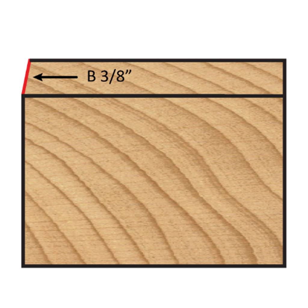 Mèche toupie 13/16'' de diamètre, pointe en carbure, embouts biseautés avec roulement à billes, 3 cannelures, tige 1/4'', longueur 1 7/8''