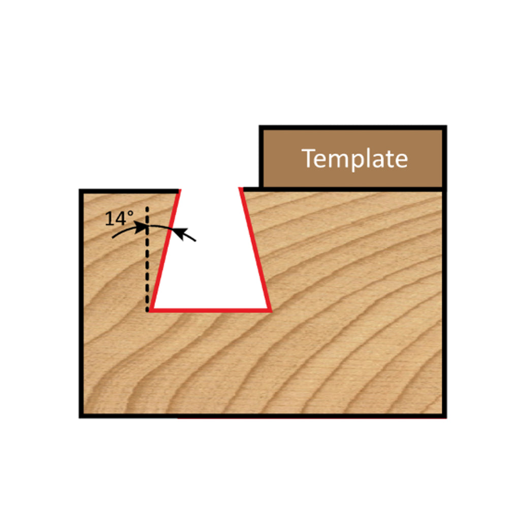Mèche toupie 1/2'' de diamètre, pointe en carbure, embout à queue d'aronde avec roulement à billes, 2 cannelures, tige de 1/4'', longueur de 2 1/4''