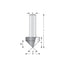 Mèche toupie 1/2'' de diamètre, pointe en carbure, embout à rainure en V, 90°, 2 cannelures, tige 1/4'', longueur 1 3/4''