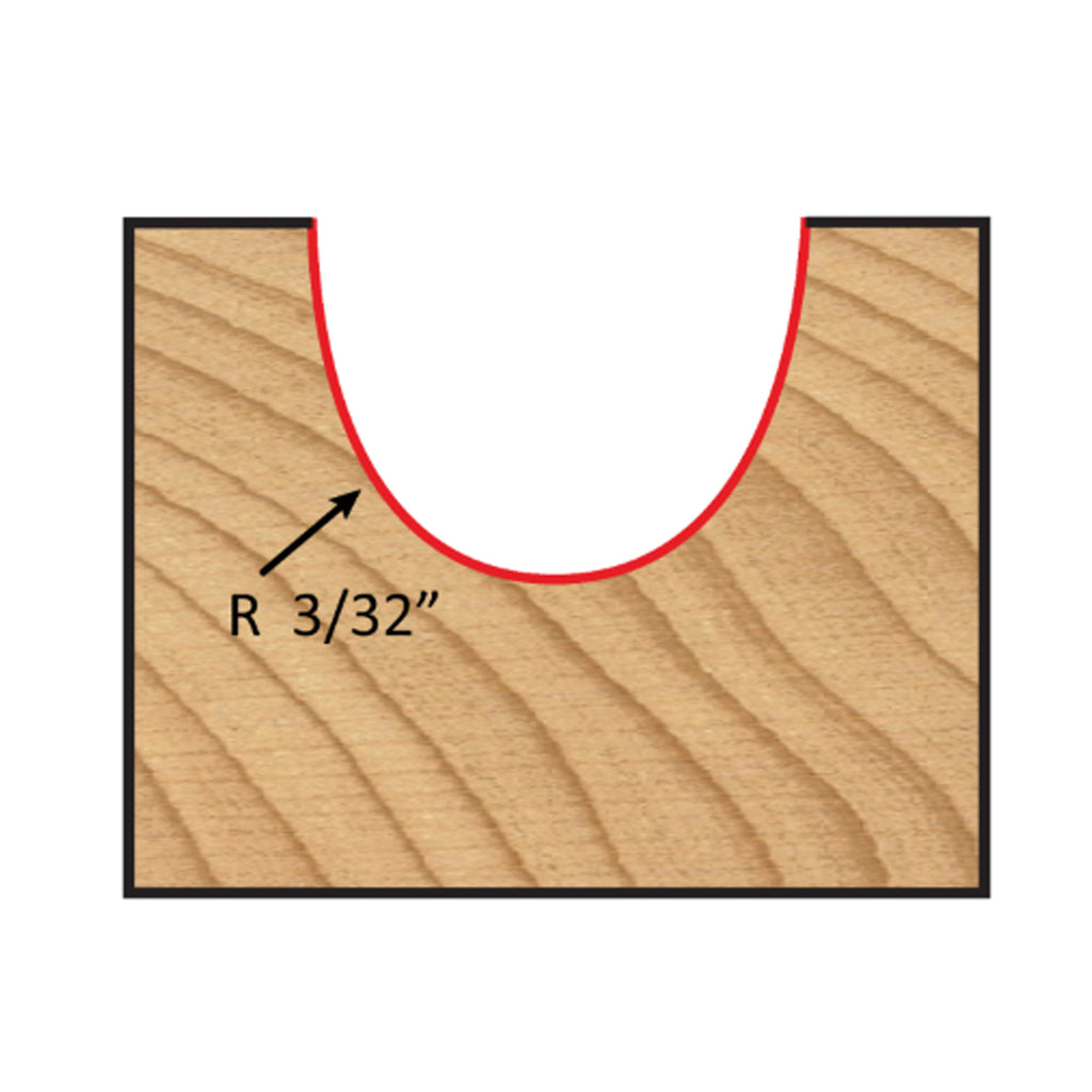 Mèche toupie 3/16'' de diamètre, pointe en carbure, embout à noyau, 2 cannelures, tige 1/4'', longueur 1 3/4''