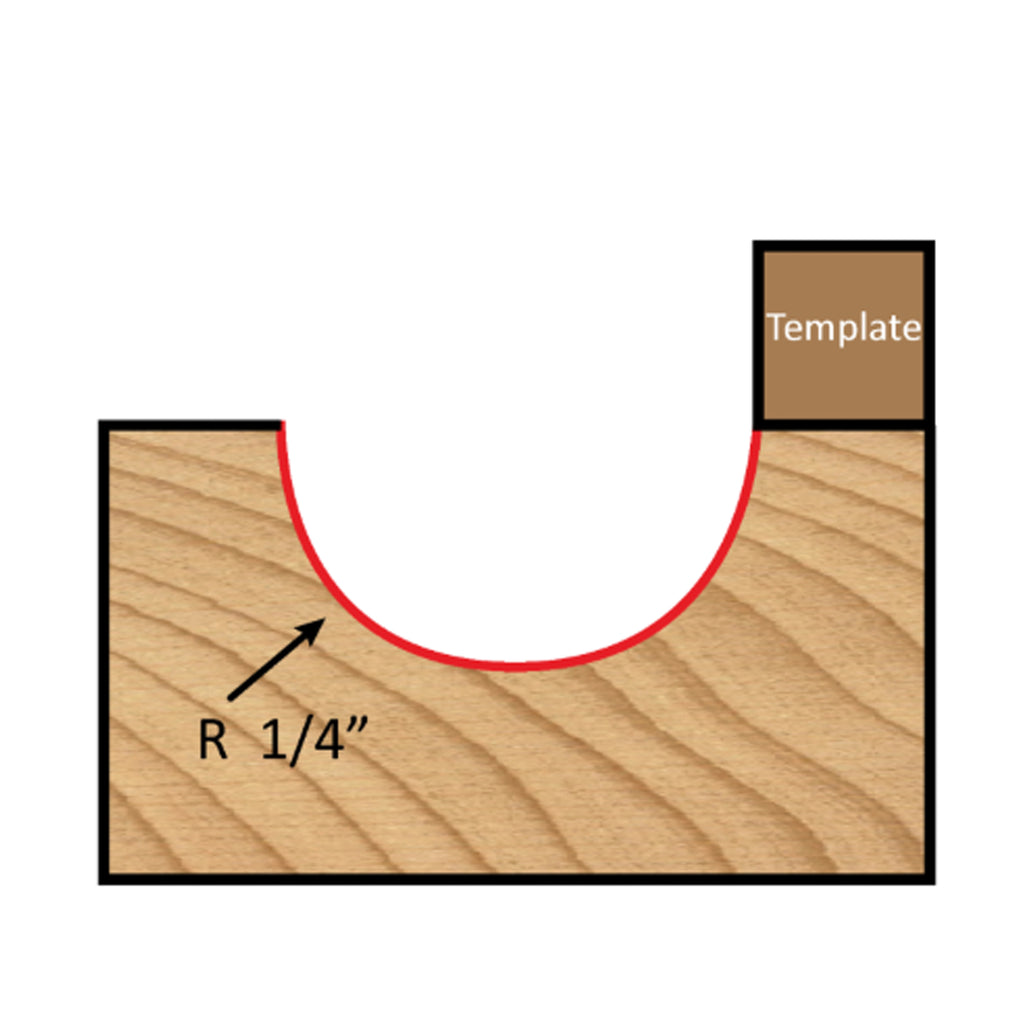 Mèche toupie 1/2'' de diamètre, pointe en carbure, embout à noyau, 2 cannelures, tige 1/4'', longueur 2''