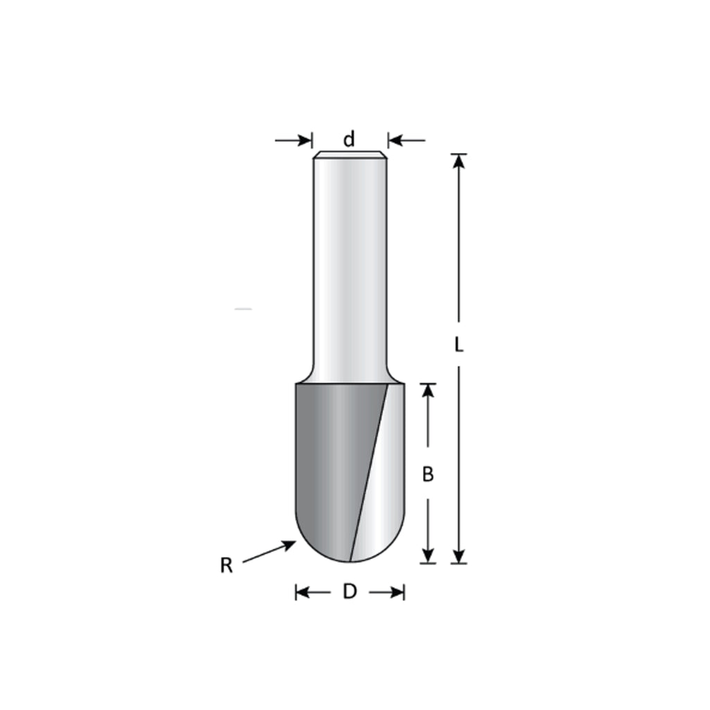 Mèche toupie 1'' de diamètre, pointe en carbure, embout à noyau, 2 cannelures, tige 1/2'', longueur 2 3/4''