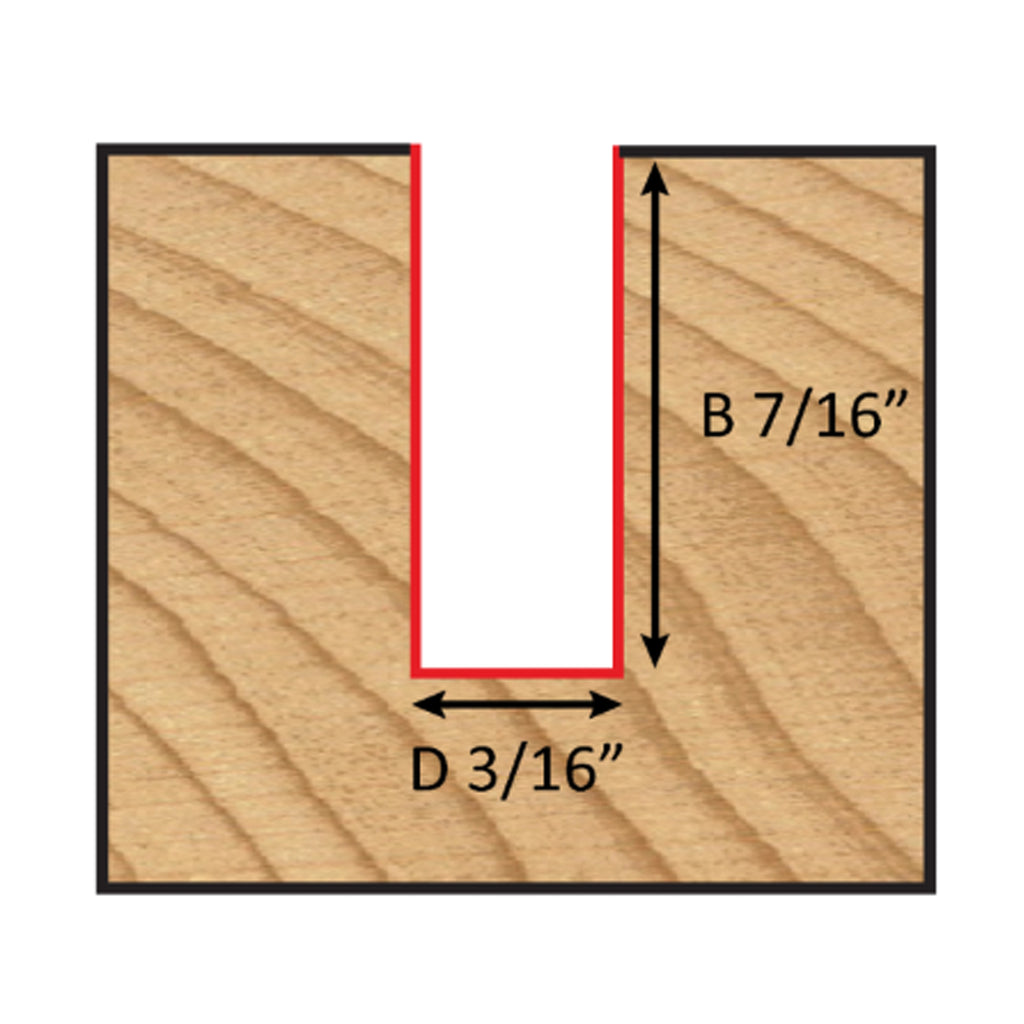 Mèche toupie 3/16'' de diamètre, pointe en carbure, embout droit, 2 cannelures, tige 1/4'', longueur 2''