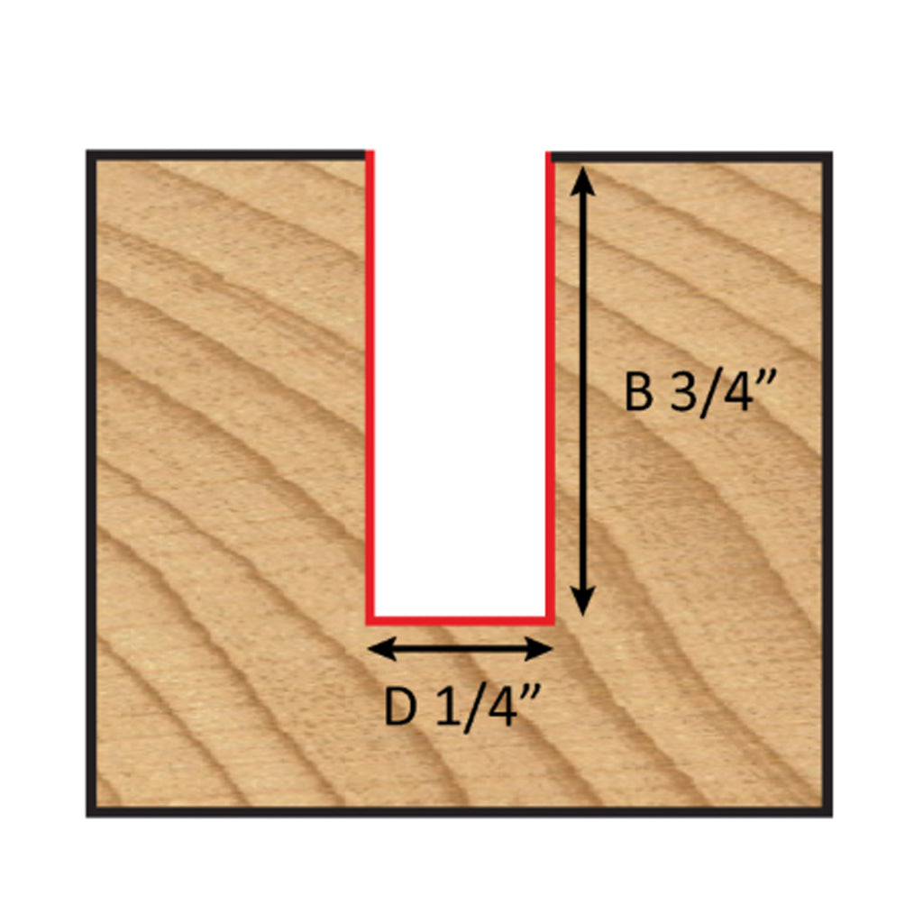 Mèche toupie 1/4'' de diamètre, pointe en carbure, embout droit, 2 cannelures, tige 1/4'', longueur 2''