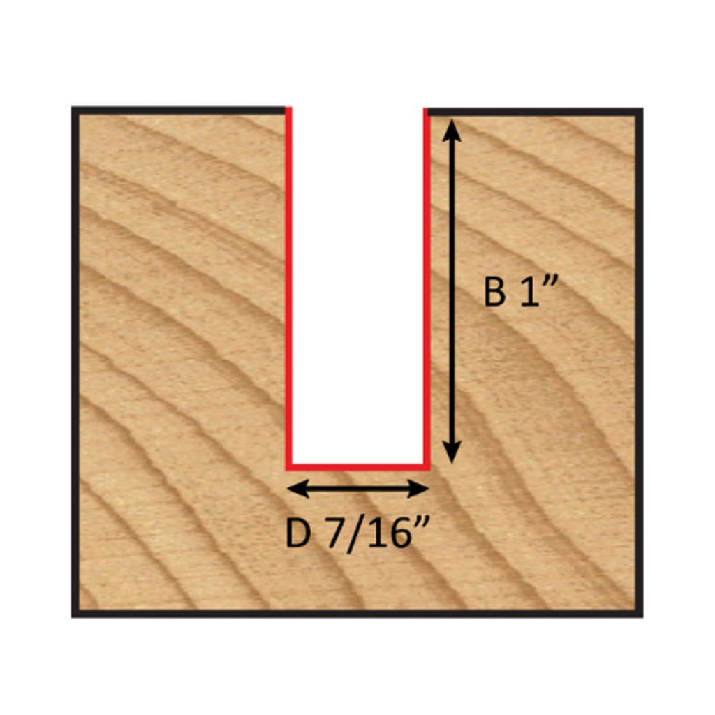 Mèche toupie 7/16'' de diamètre, pointe en carbure, embout droit, 2 cannelures, tige 1/2'', longueur 2 5/8''