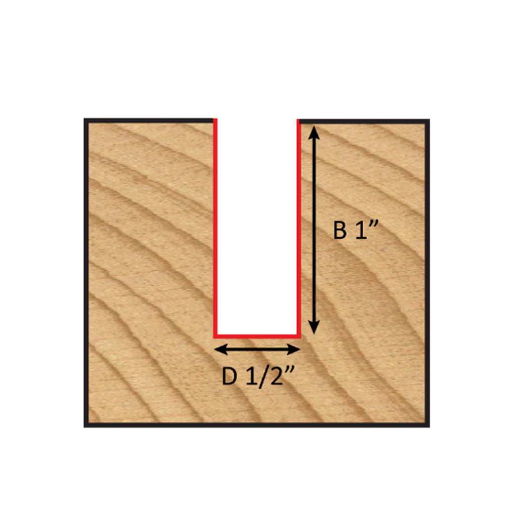 Mèche toupie 1/2'' de diamètre, pointe en carbure, embout droit, 2 cannelures, tige 1/2'', longueur 2 5/8''