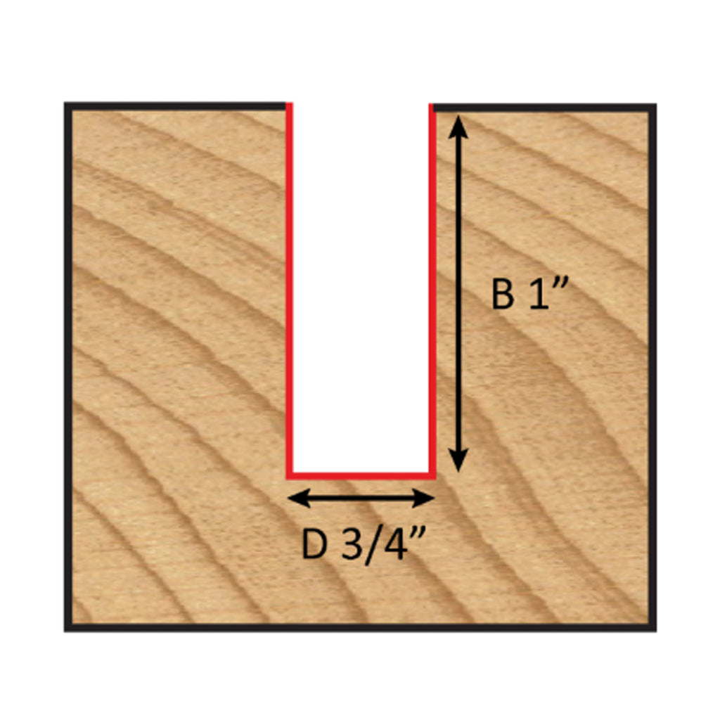 Mèche toupie 3/4'' de diamètre, pointe en carbure, embout droit, 2 cannelures, tige 1/2'', longueur 2 5/8''