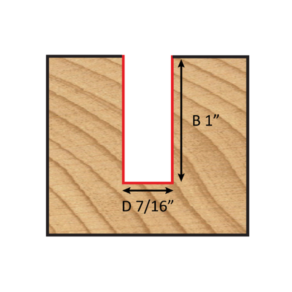 Mèche toupie 7/16'' de diamètre, pointe en carbure, embout droit, 2 cannelures, tige 1/4'', longueur 2 1/8''