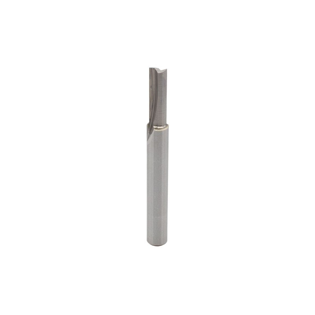 Mèche toupie 3/16'' de diamètre, pointe en carbure, embout droit, 2 cannelures, tige 1/4'', longueur 2 1/8''