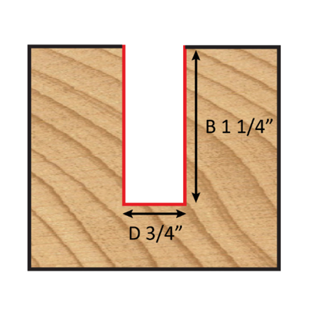 Mèche toupie 3/4'' de diamètre, pointe en carbure, embout droit, 2 cannelures, tige 1/2'', longueur 2 7/8''