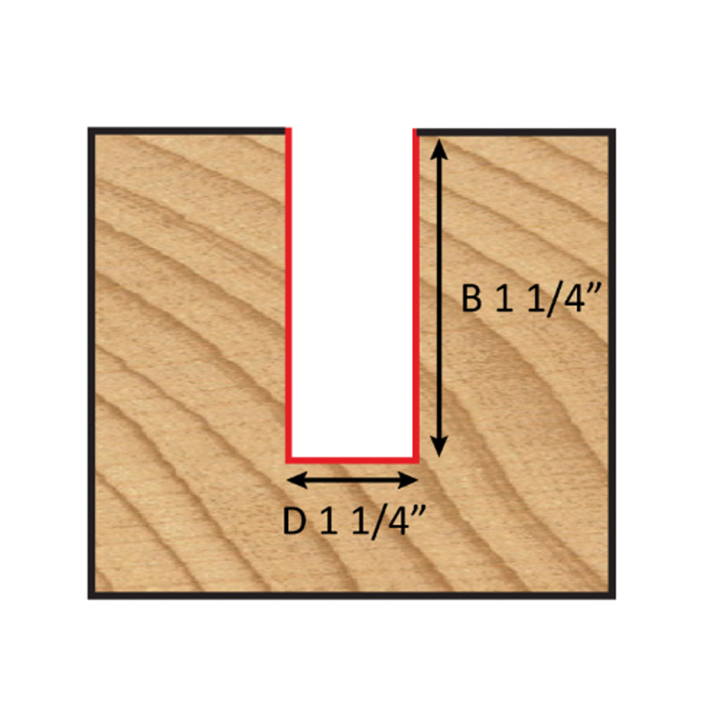 Mèche toupie 1-1/4'' de diamètre, pointe en carbure, embout droit, 2 cannelures, tige 1/2'', longueur 2 7/8''