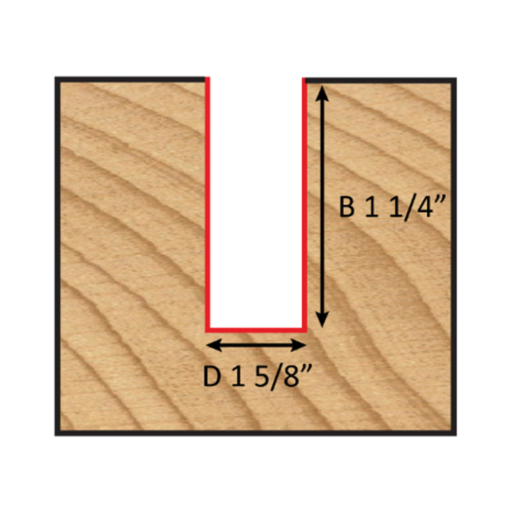 Mèche toupie 1-5/8'' de diamètre, pointe en carbure, embout droit, 2 cannelures, tige 1/2'', longueur 2 7/8''