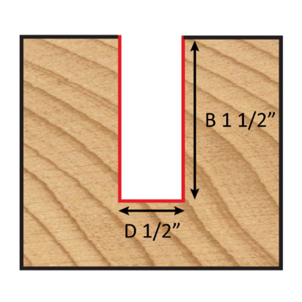 Mèche toupie 1/2'' de diamètre, pointe en carbure, embout droit, 2 cannelures, tige 1/2'', longueur 3''
