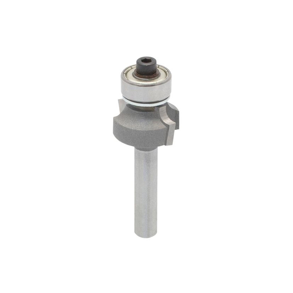 Mèche toupie 3/4'' de diamètre, pointe en carbure, embout arrondi avec roulement à billes 1/2'', 2 cannelures, tige 1/4'', longueur 1 15/16''