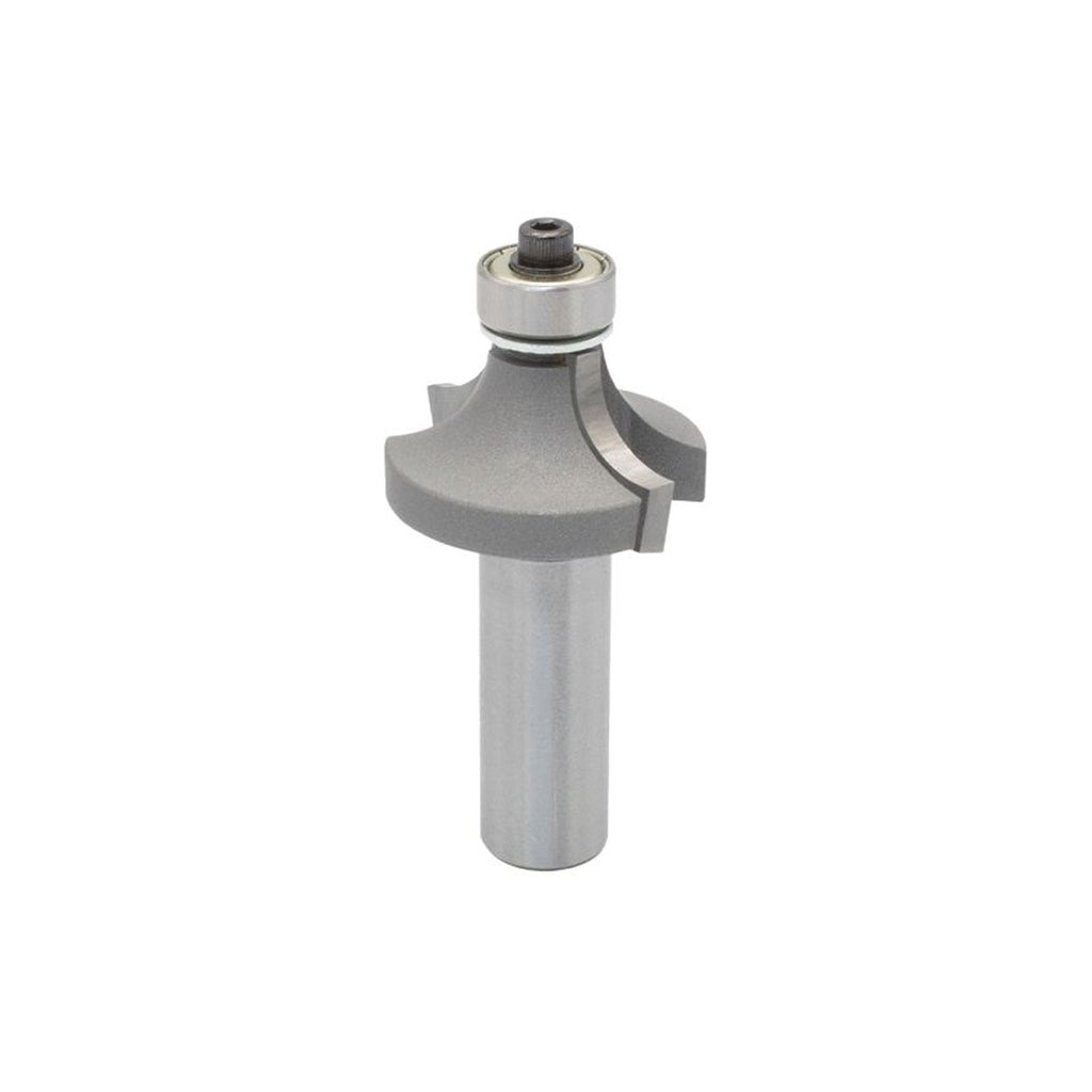 Mèche toupie 1 1/4'' de diamètre, pointe en carbure, embout arrondi avec roulement à billes 1/2'', 2 cannelures, tige 1/2'', longueur 2 7/16''