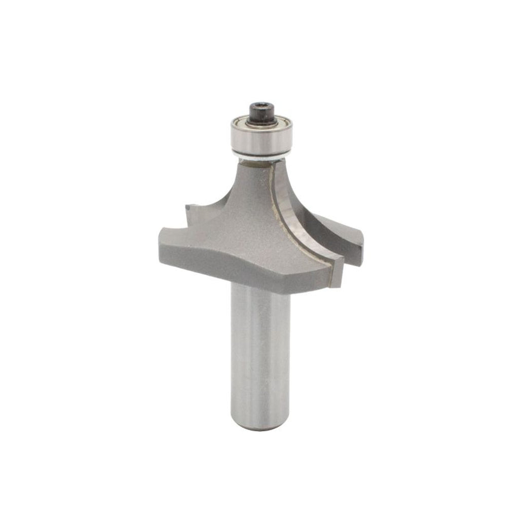 Mèche toupie 1 3/4'' de diamètre, pointe en carbure, embout arrondi avec roulement à billes 1/2'', 2 cannelures, tige 1/2'', longueur 2 5/8''
