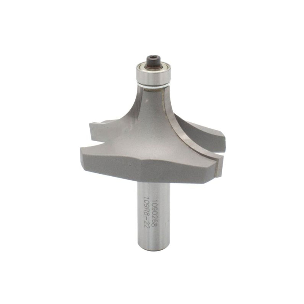 Mèche toupie 2 1/2'' de diamètre, pointe en carbure, embout arrondi avec roulement à billes 1/2'', 2 cannelures, tige 1/2'', longueur 2 7/8''