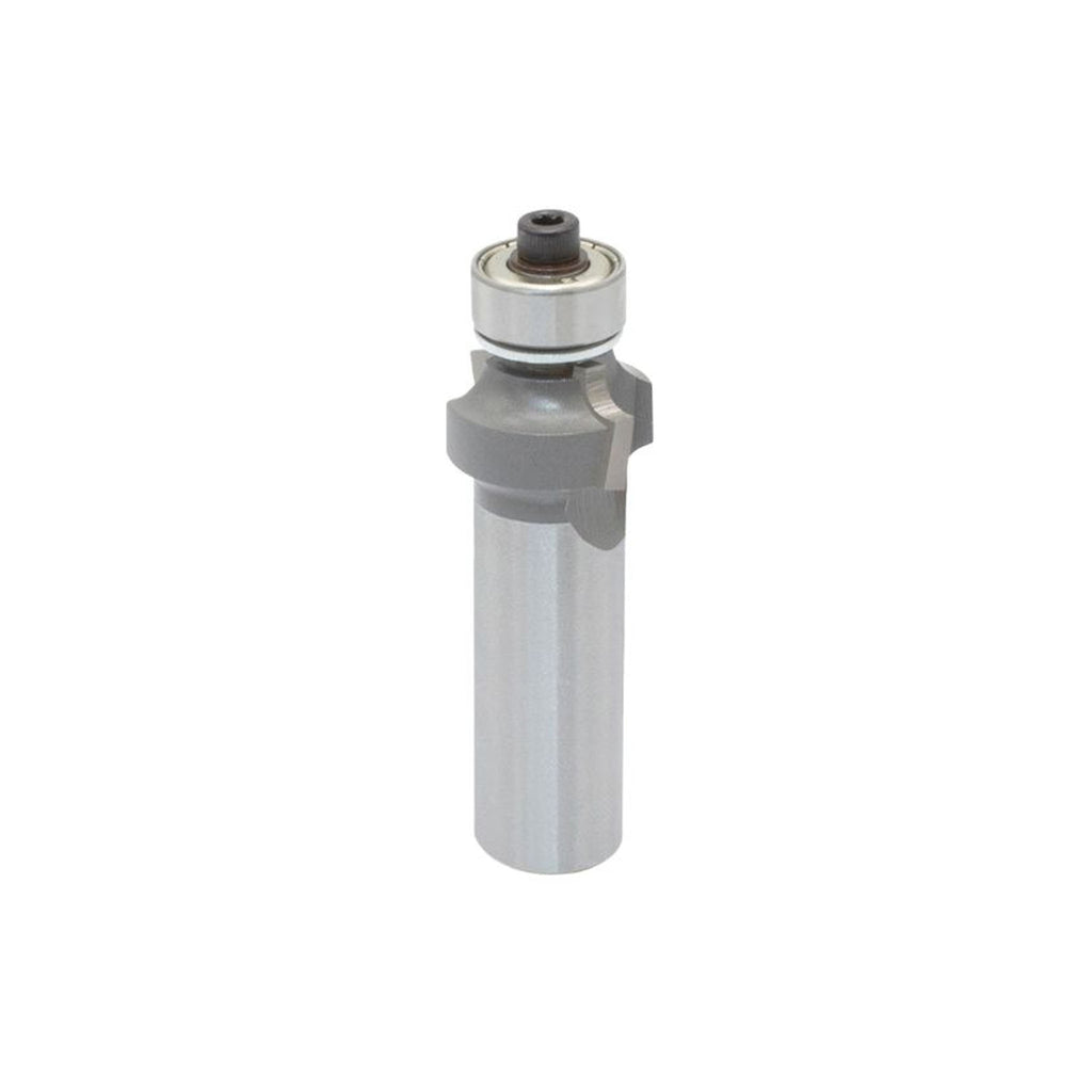Mèche toupie 3/4'' de diamètre, pointe en carbure, embout arrondi avec roulement à billes 1/2'', 2 cannelures, rayon 1/8'', tige 1/2'', longueur 2 5/16''