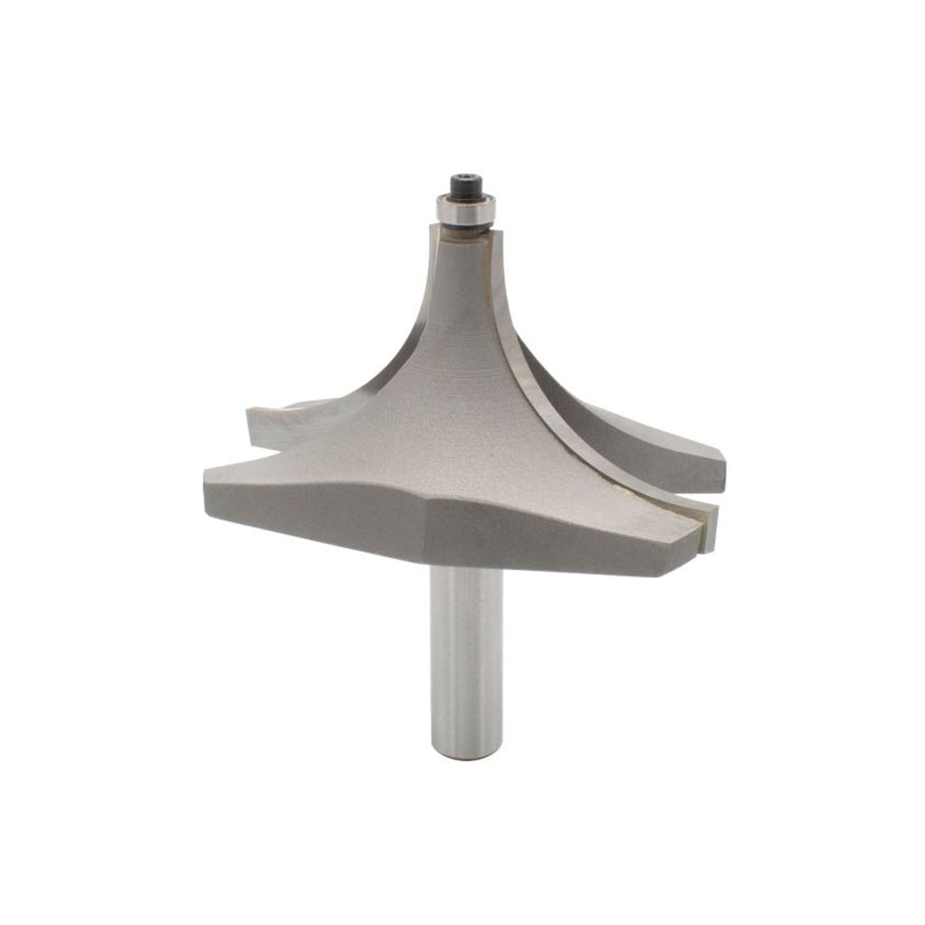Mèche toupie 3 1/2'' de diamètre, pointe en carbure, embout à perles avec roulement à billes de 3/8'', 2 cannelures, tige de 1/2'', longueur de 3 3/4''