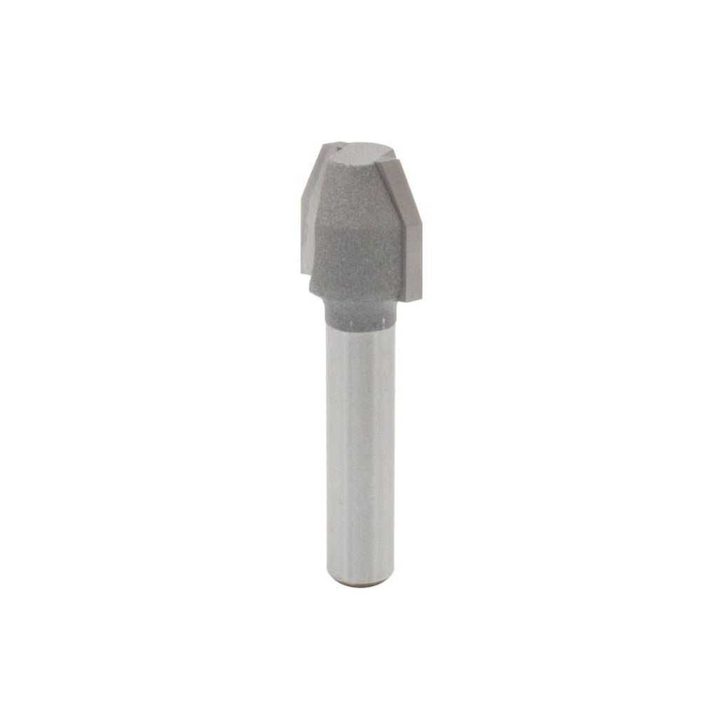 Mèche toupie 1/2'' de diamètre, pointe en carbure, embout biseauté et affleurant, 2 cannelures, tige 1/4'', longueur 1 5/8''
