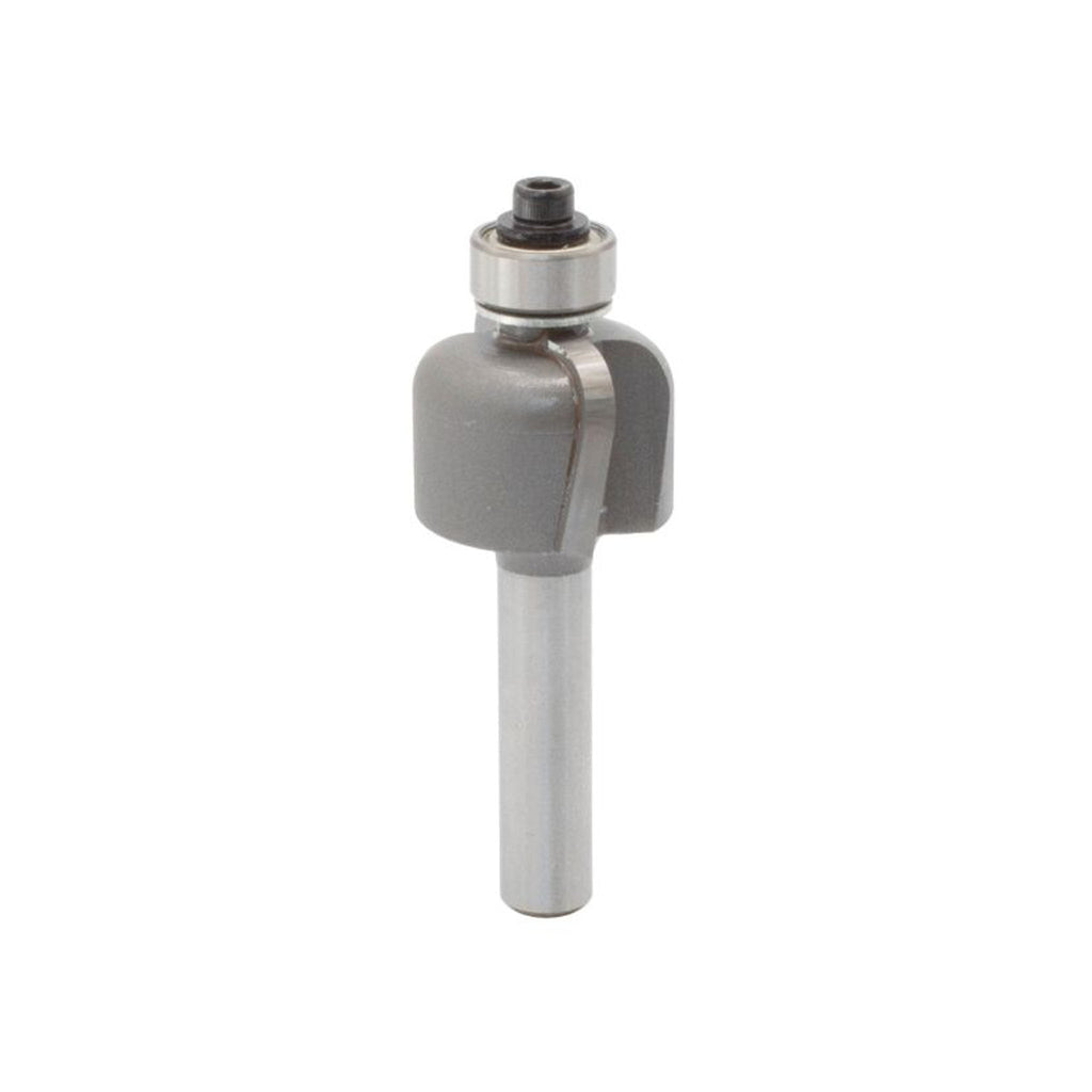 Mèche toupie 3/4'' de diamètre, pointe en carbure, embout à anse avec roulement à billes, 2 cannelures, tige 1/4'', longueur 2 1/16''