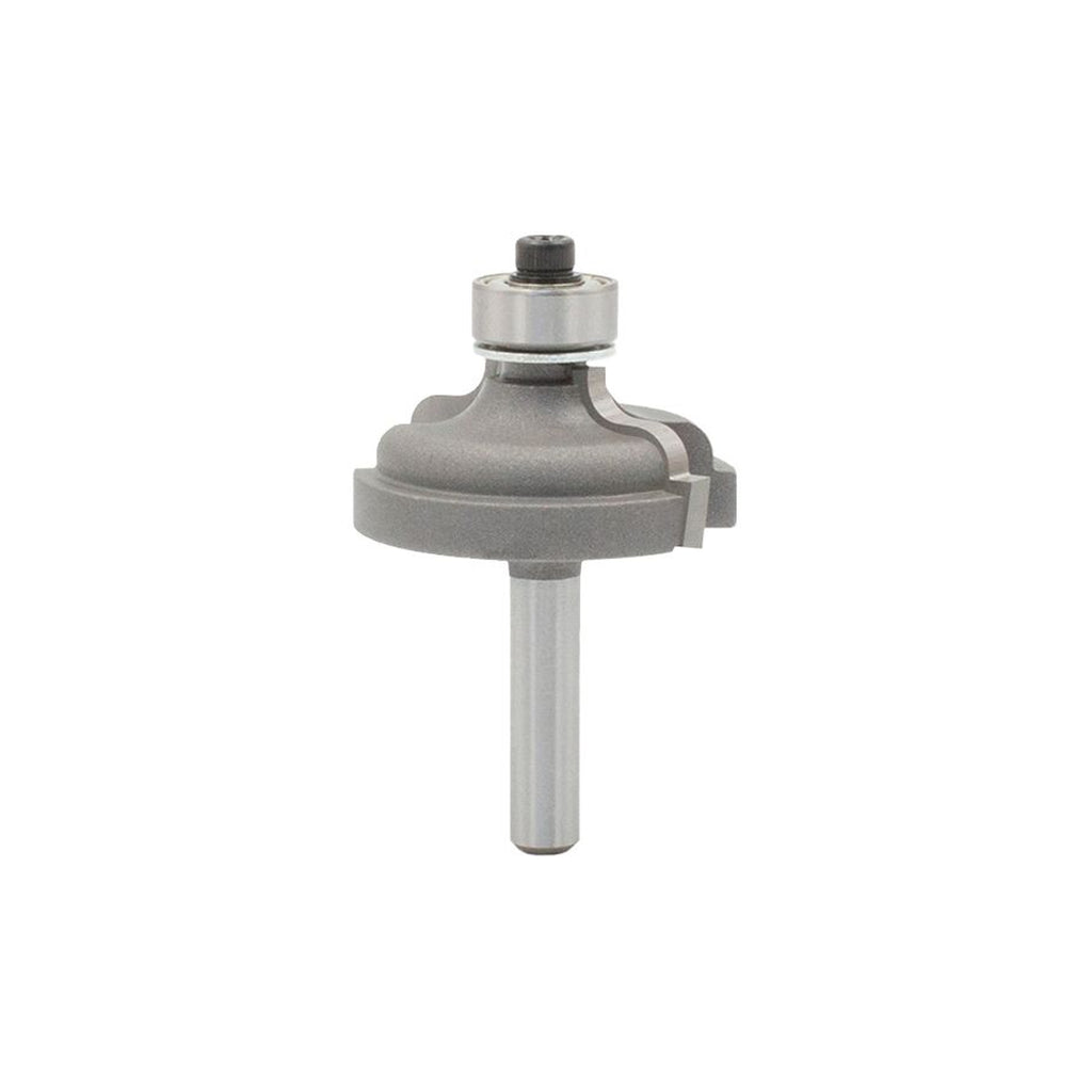 Mèche toupie 1 3/8'' de diamètre, pointe en carbure, embout à filet Ogee avec roulement à billes, 2 cannelures, tige 1/4'', longueur 2 1/16''