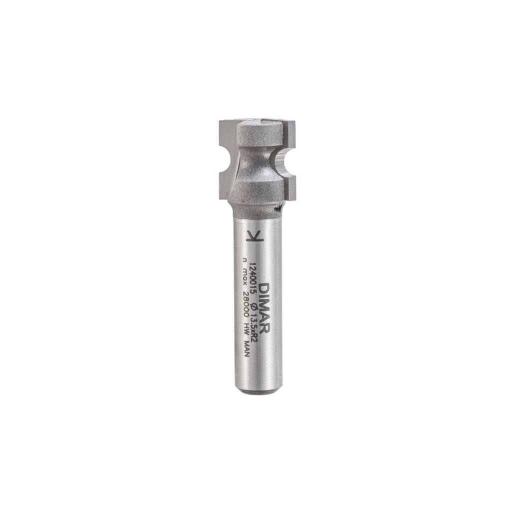 Mèche toupie 17/32'' de diamètre, pointe en carbure, embout demi-rond, 2 cannelures, tige 1/4'', longueur 1 5/8''