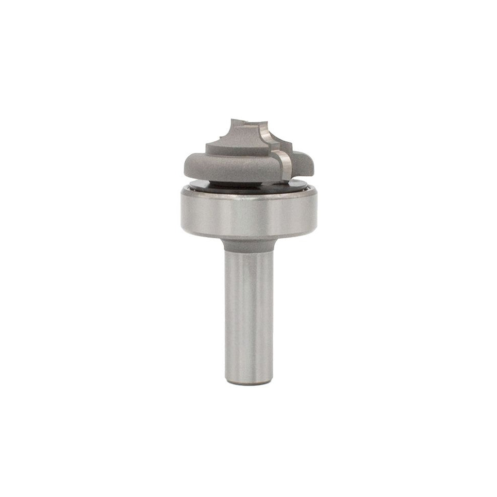 Mèche toupie 1 3/8'' de diamètre, pointe en carbure, fraise à rainurer à fond plat avec roulement à billes supérieur, 2 cannelures, tige de 1/2'', longueur de 2 5/8''