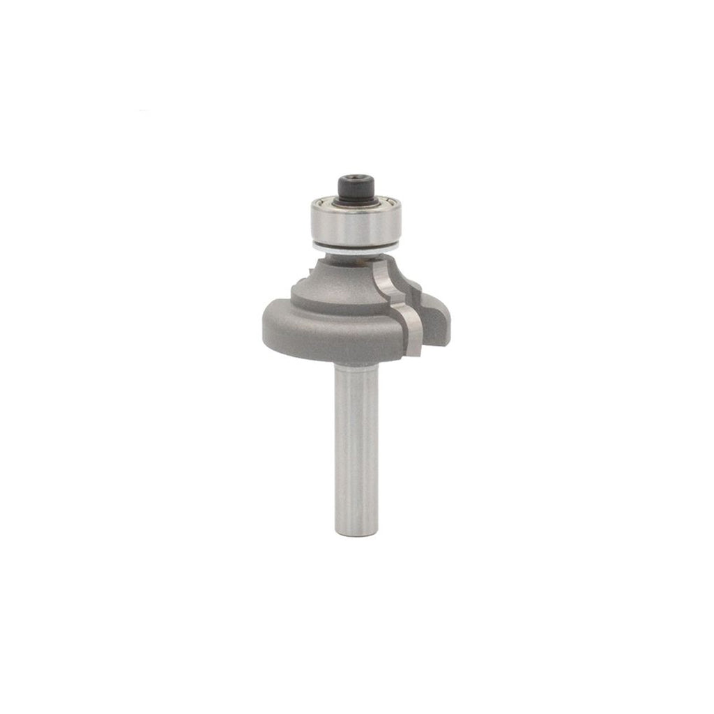 Mèche toupie 1-3/8'' de diamètre, pointe en carbure, embout à filet Ogee avec roulement à billes, 2 cannelures, tige 1/4'', longueur 2 3/16''