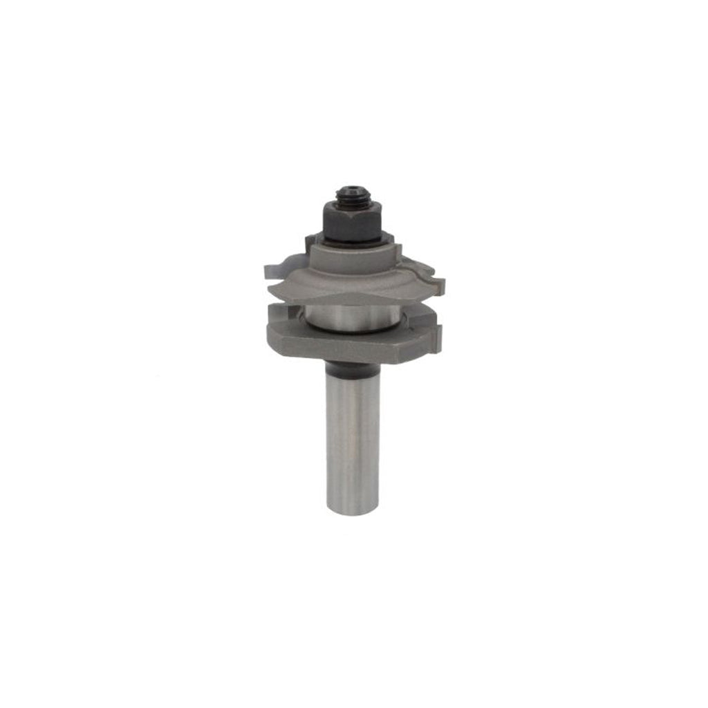 Mèche toupie 1-5/8'' de diamètre, pointe en carbure, embout de rail et de montant réversible, 1 pièce, 2 cannelures, tige de 1/2'', longueur de 3''