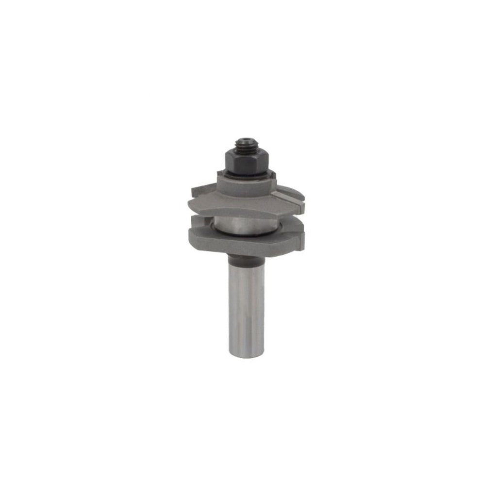 Mèche toupie 1-5/8'' de diamètre, pointe en carbure, embout droit réversible pour rail et montant, 2 cannelures, tige de 1/2'', longueur de 3''
