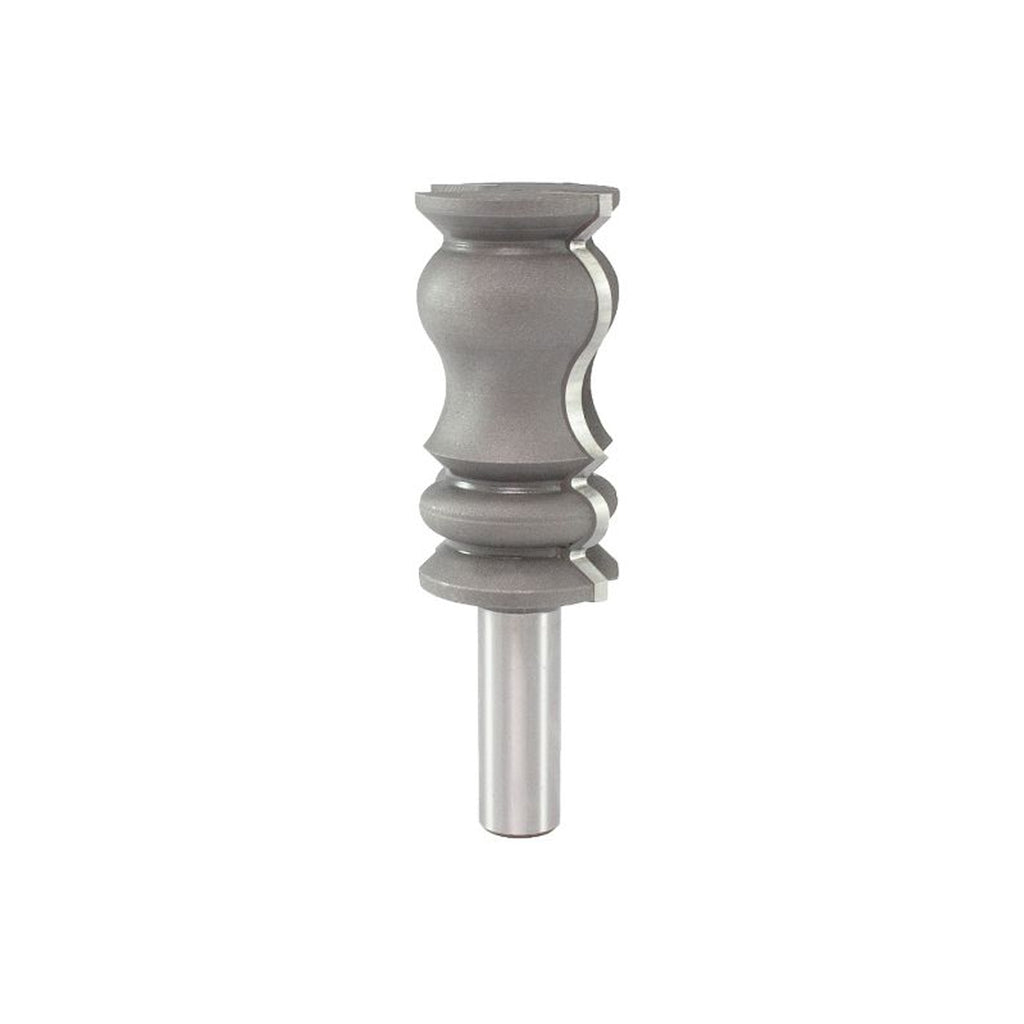 Mèche toupie 1-1/4'' de diamètre, pointe en carbure, mèche à moulure couronnée, 2 cannelures, tige 1/2'', longueur 3-3/4''