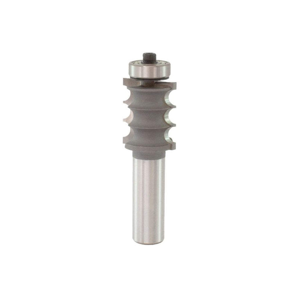 Mèche toupie 7/8'' de diamètre, pointe en carbure, embout triple perlage avec roulement à billes, 2 cannelures, tige 1/2'', longueur 2-7/8''