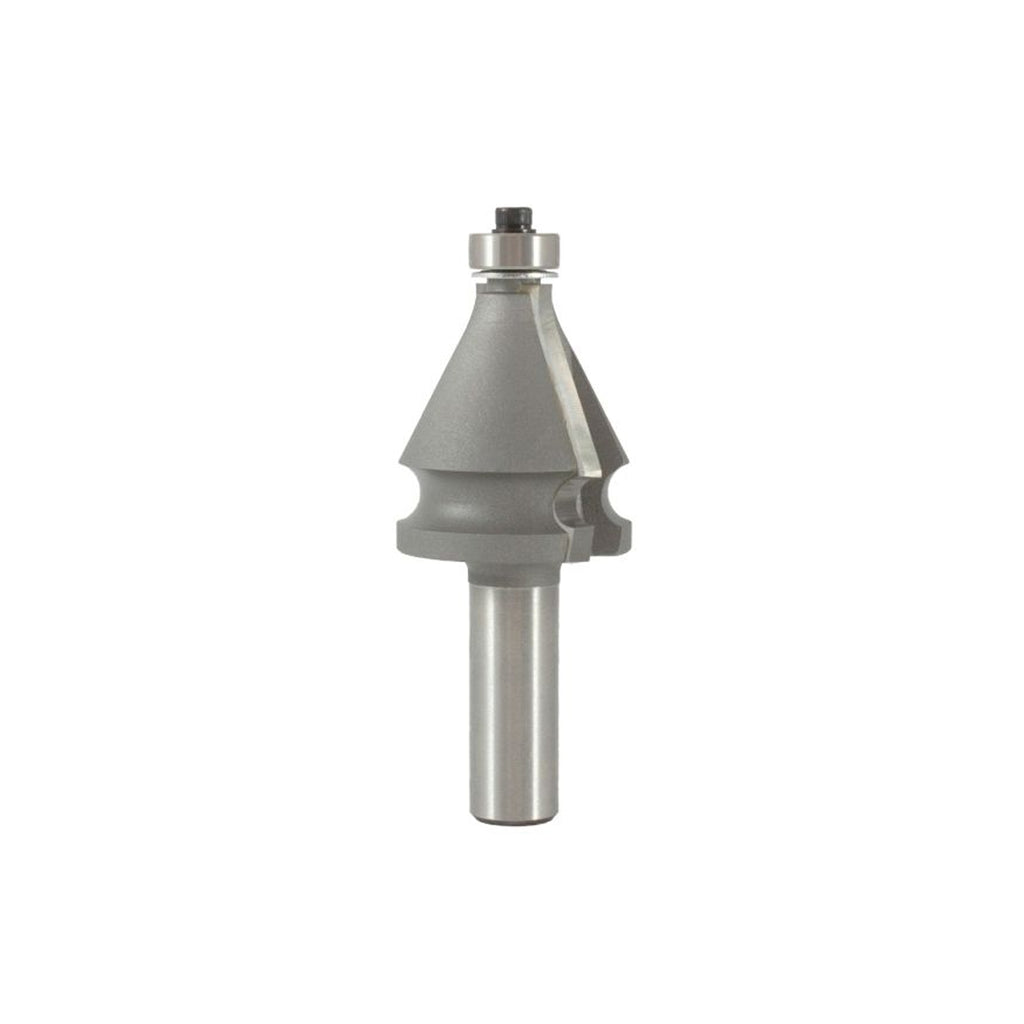 Mèche toupie 1-3/8'' de diamètre, pointe en carbure, embout de main courante avec roulement à billes, 2 cannelures, tige de 1/2'', longueur de 3-3/8''