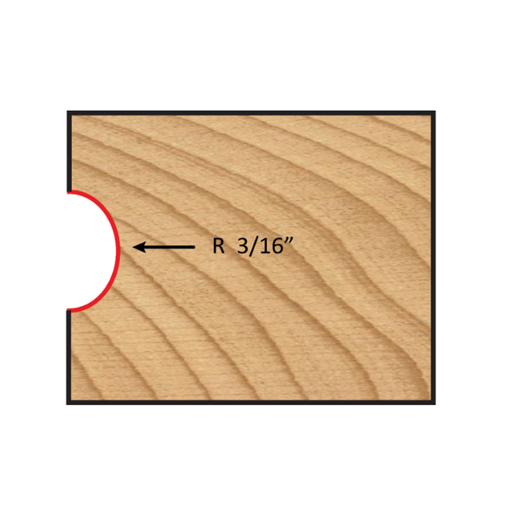 Mèche toupie 7/8'' de diamètre, pointe en carbure, mèche à perler convexe, 2 cannelures, tige de 1/4'', longueur de 2''