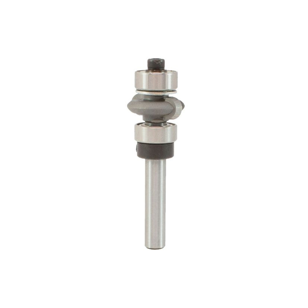 Mèche toupie 3/4'' de diamètre, pointe en carbure, embout convexe avec roulement à billes central, 2 cannelures, tige de 1/4'', longueur de 2-1/4''