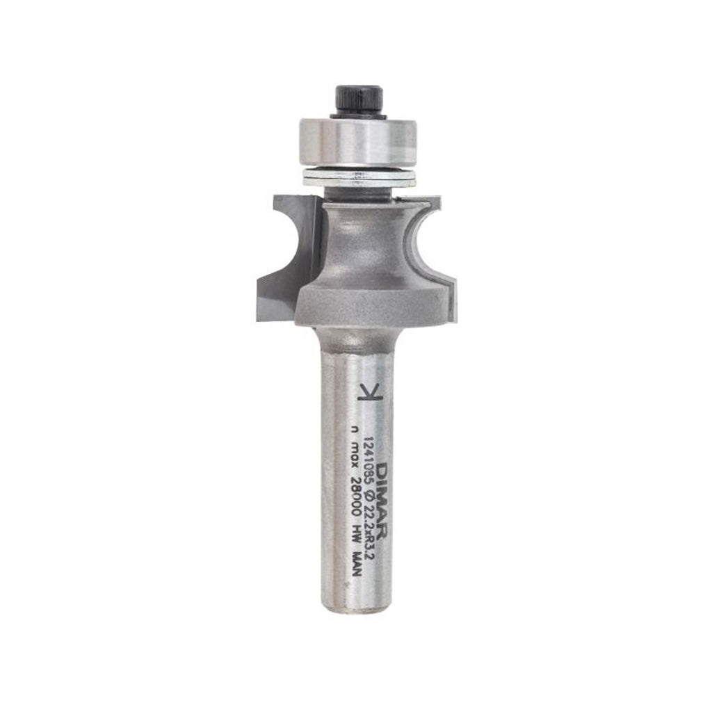 Mèche toupie 1 1/4'' de diamètre, pointe en carbure, embout de coin avec roulement à billes, 2 cannelures, tige de 1/4'', longueur de 2 3/8''