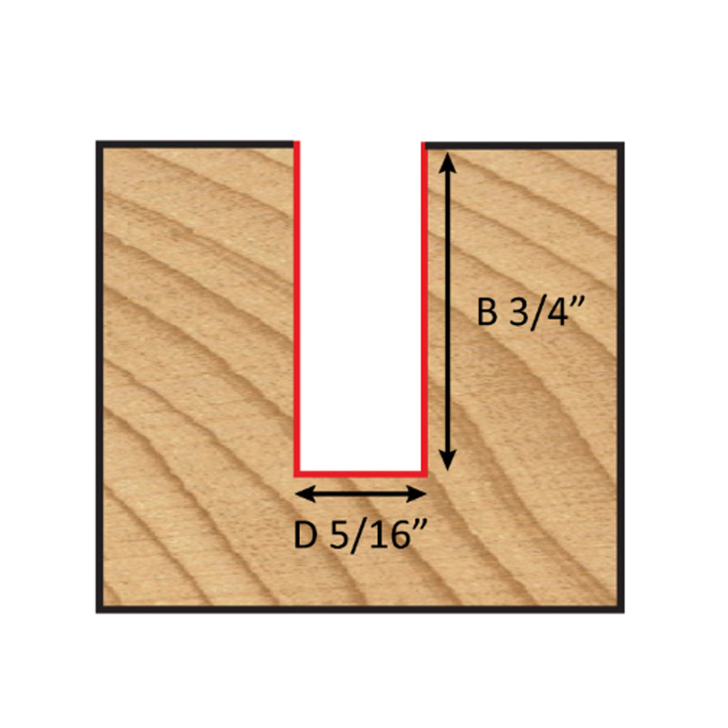 Mèche toupie, 5/16'' de diamètre, embout droit pour plongée, 2 cannelures, tige 1/2'', longueur 2 1/2''