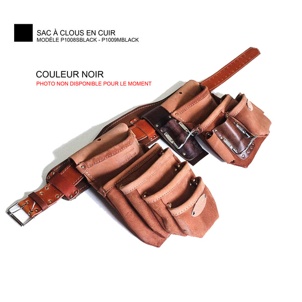 Ancien Tablier Et Sac à Outils De Menuisier – Cuir Marron, 5 Poches, Porte-marteau