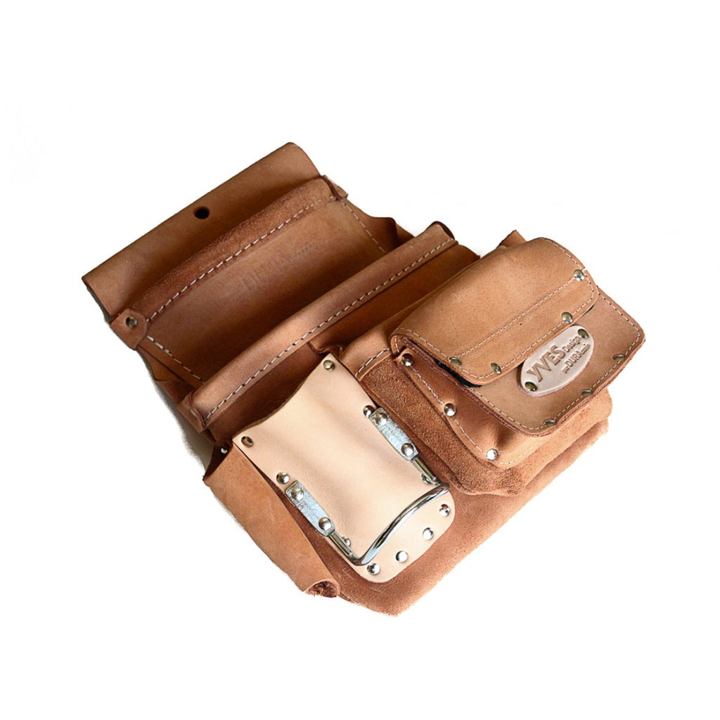 SAC À 3 POCHES EN CUIR AVEC 1 POCHE À FERMETURE À VELCRO ET PORTE-MARTEAU - GAUCHE